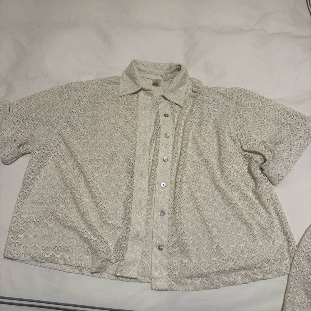 PXG Cream Lace Swim Coverup